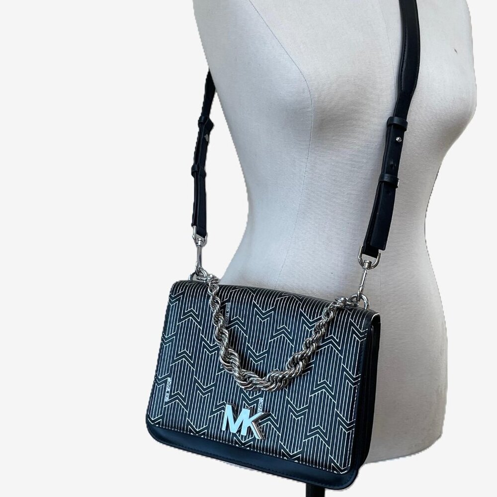 Michael Kors Black & White Geometric Wristlet / Crossbody